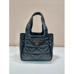 Prada Nappa Tote Bag Stitching Black 25x21.5x14cm Bags