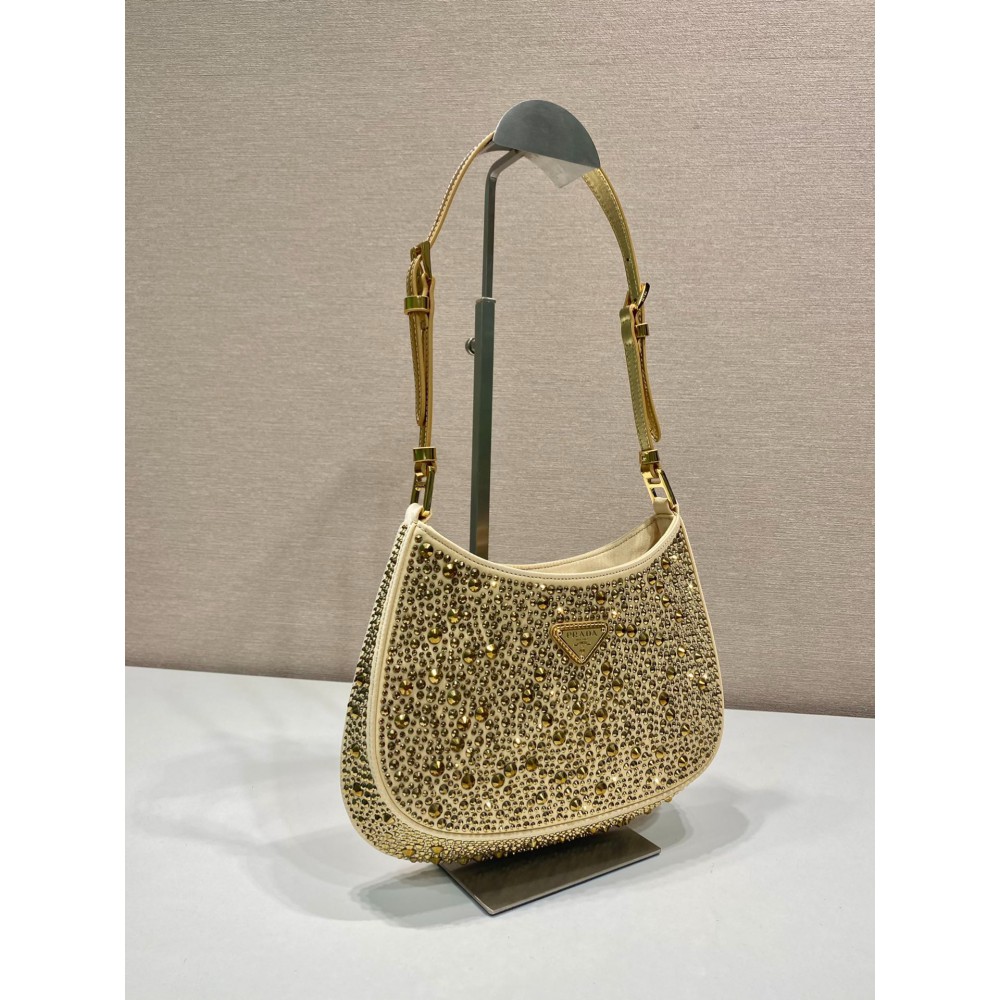 Metal Prada Cleo Satin Bag With Crystals Bags