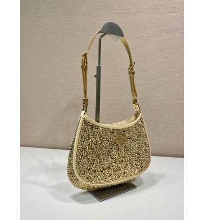 Metal Prada Cleo Satin Bag With Crystals