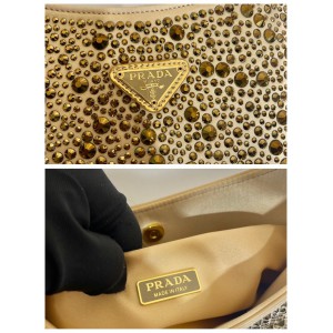 Metal Prada Cleo Satin Bag With Crystals Bags