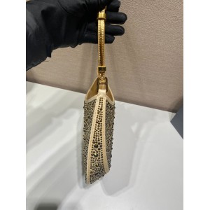 Metal Prada Cleo Satin Bag With Crystals Bags