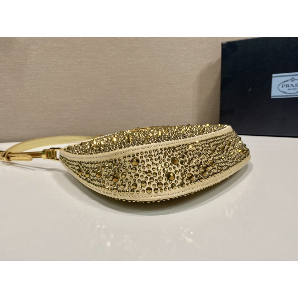 Metal Prada Cleo Satin Bag With Crystals Bags