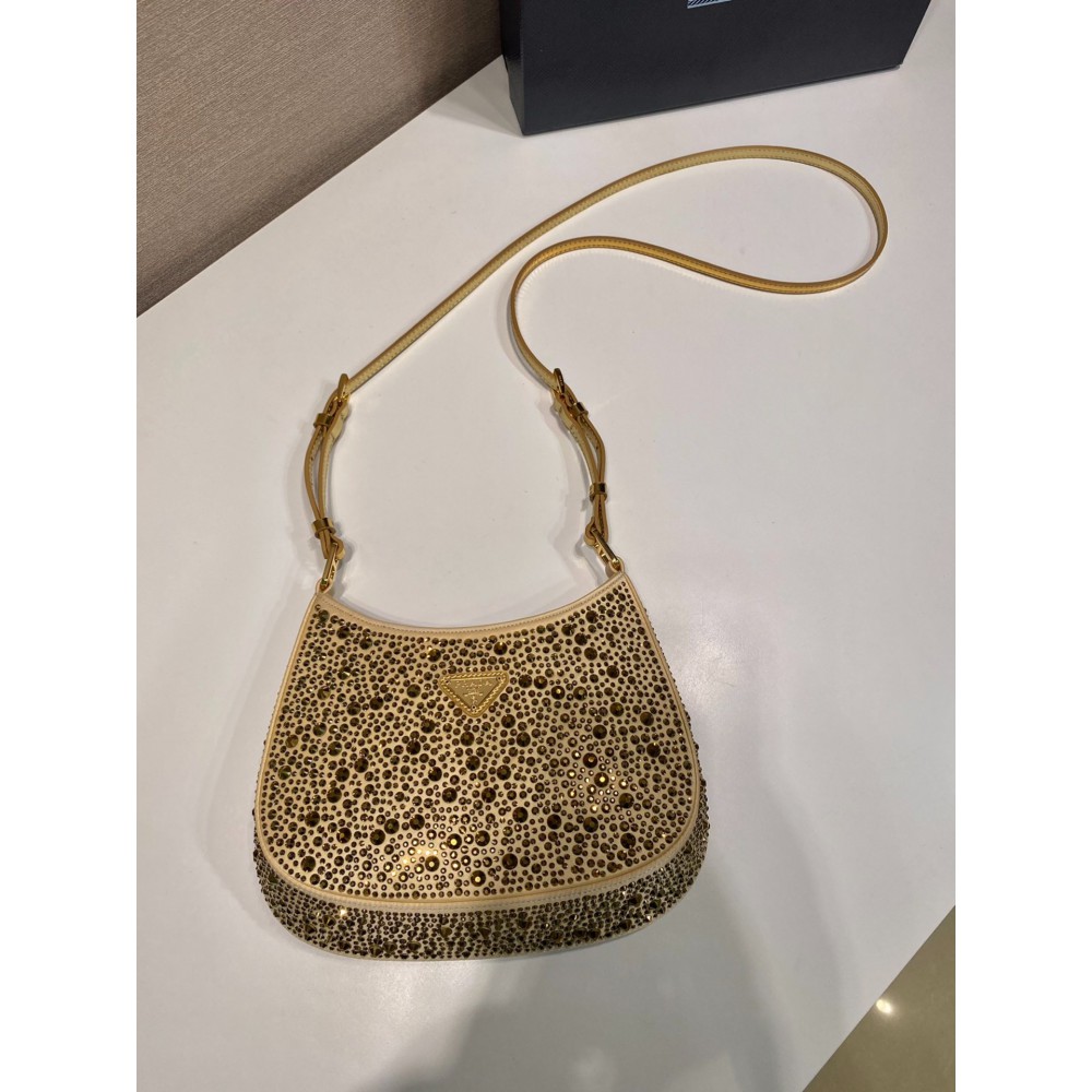 Metal Prada Cleo Satin Bag With Crystals Bags