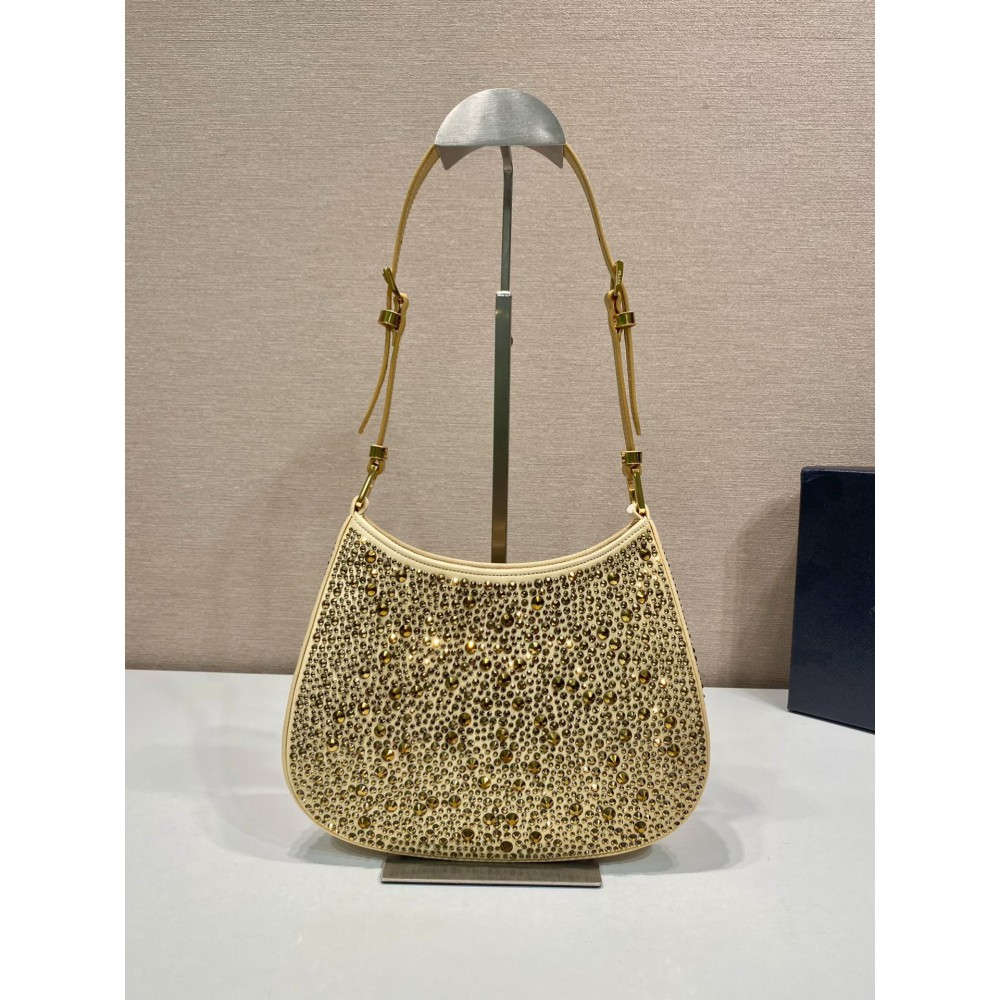 Metal Prada Cleo Satin Bag With Crystals Bags