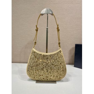 Metal Prada Cleo Satin Bag With Crystals Bags