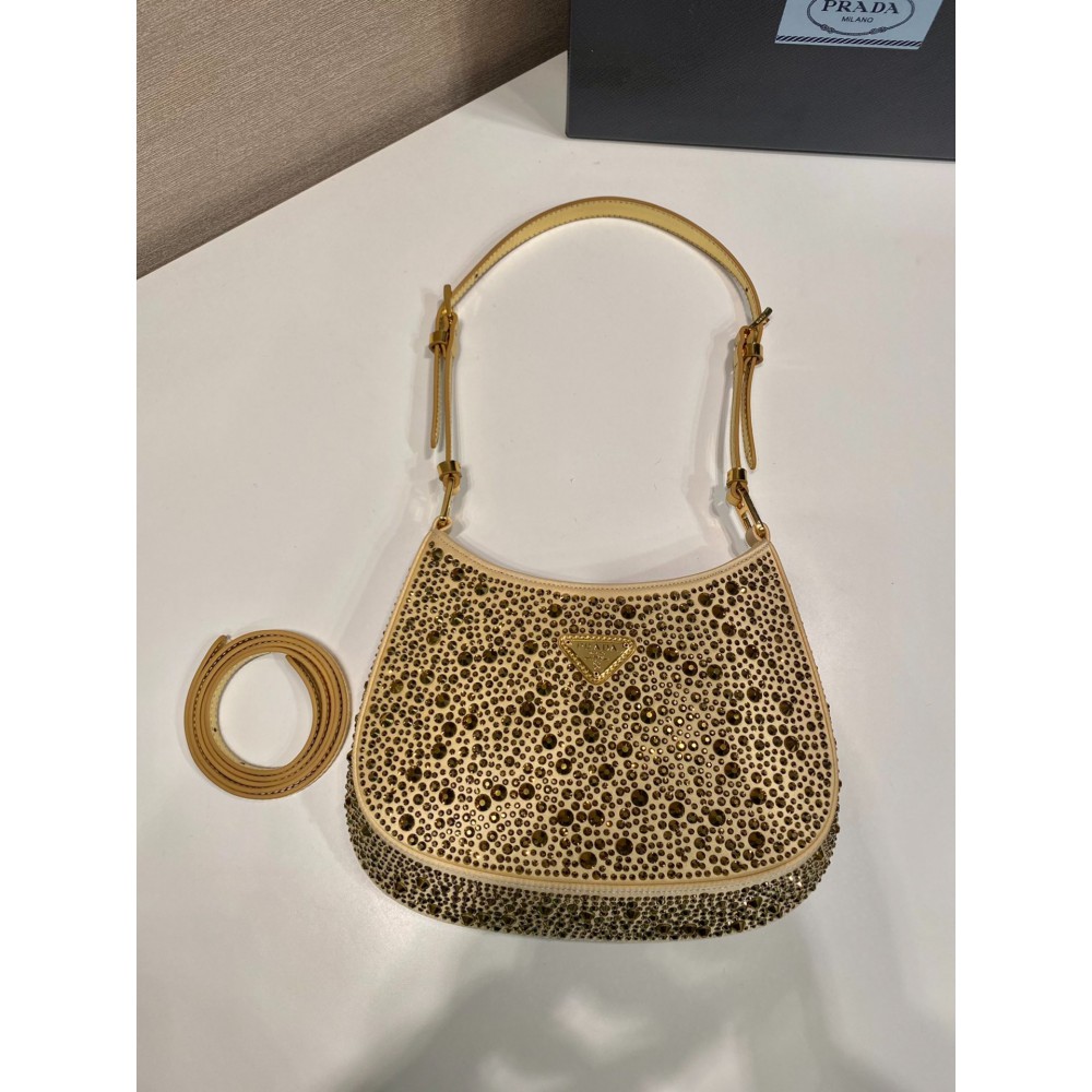 Metal Prada Cleo Satin Bag With Crystals Bags