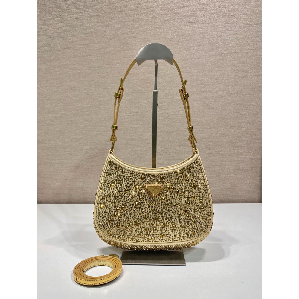 Metal Prada Cleo Satin Bag With Crystals Bags