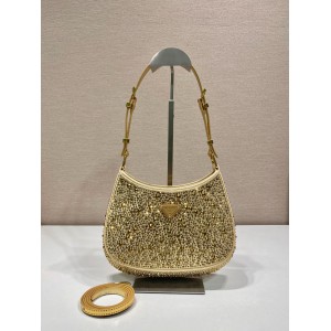 Metal Prada Cleo Satin Bag With Crystals Bags