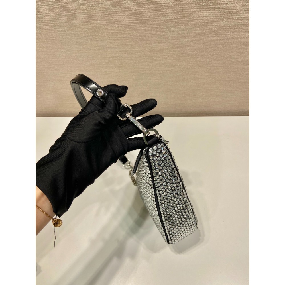 Crystal Prada Triangle Satin Mini-bag With Crystals Bags