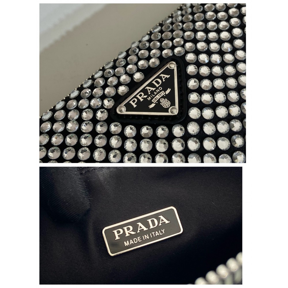 Crystal Prada Triangle Satin Mini-bag With Crystals Bags