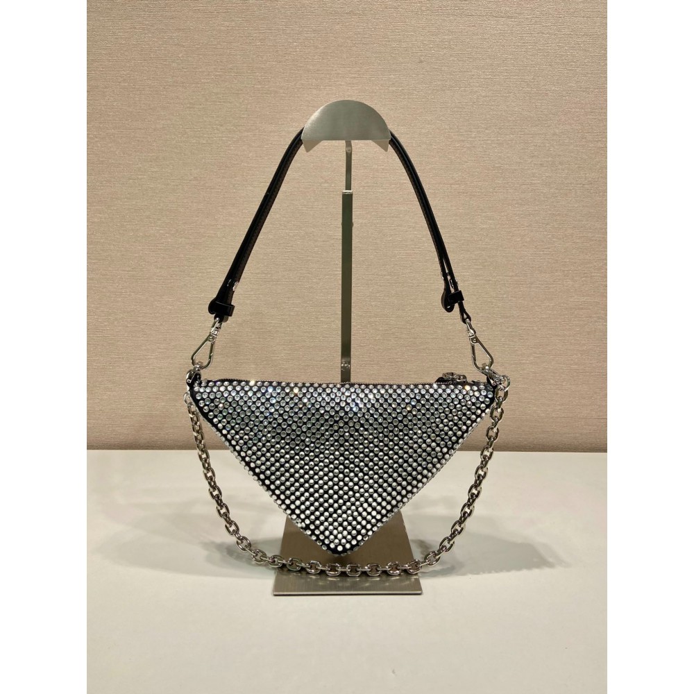Crystal Prada Triangle Satin Mini-bag With Crystals Bags