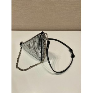 Crystal Prada Triangle Satin Mini-bag With Crystals Bags