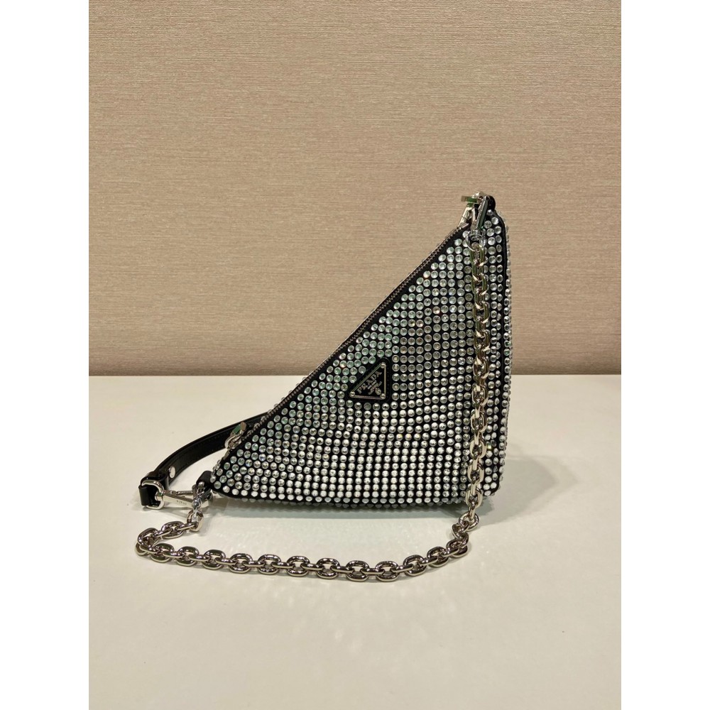 Crystal Prada Triangle Satin Mini-bag With Crystals Bags