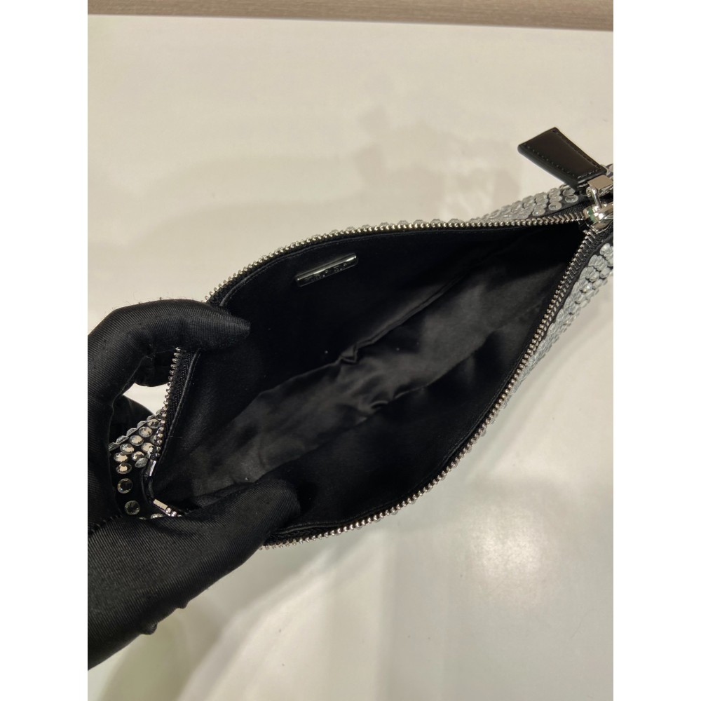 Crystal Prada Triangle Satin Mini-bag With Crystals Bags