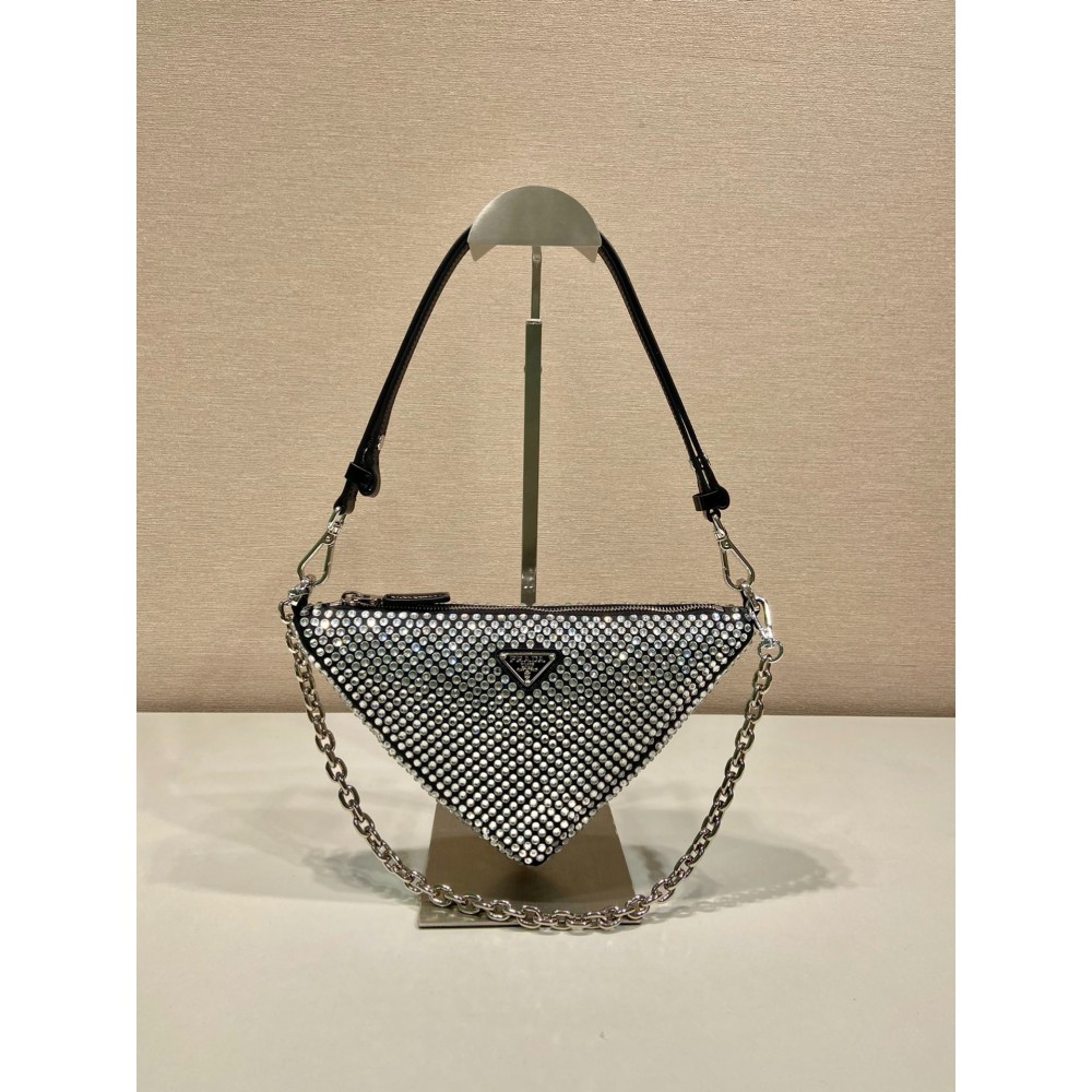 Crystal Prada Triangle Satin Mini-bag With Crystals Bags