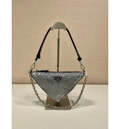 Crystal Prada Triangle Satin Mini-bag With Crystals