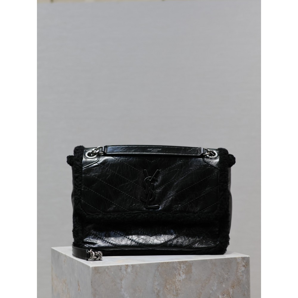 Ysl niki 28×20.5×8.5cm black fur Bags