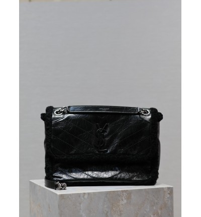 Ysl niki 28×20.5×8.5cm black fur