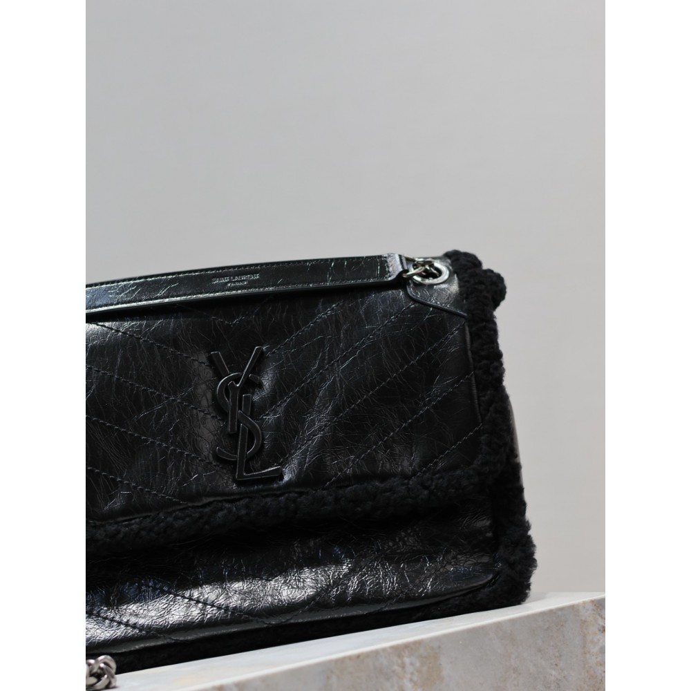 Ysl niki 28×20.5×8.5cm black fur Bags