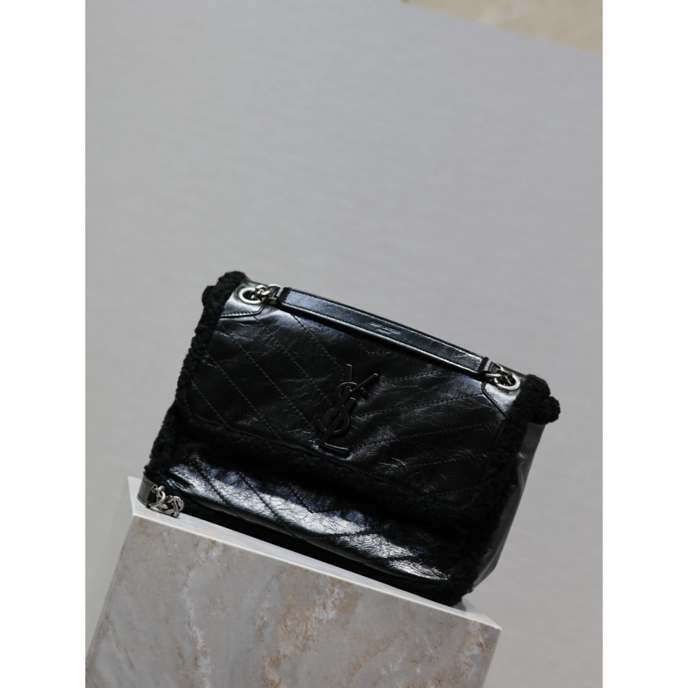 Ysl niki 28×20.5×8.5cm black fur Bags