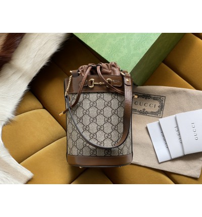 Gucci Mini Bucket Hand Bag 637115 Horsebit GG 14/16/4cm