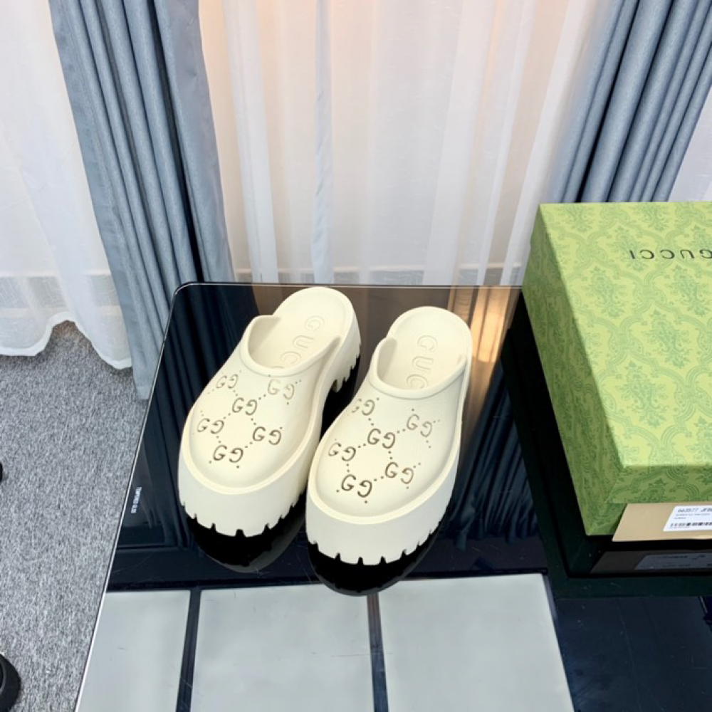 Gucci rubber clogs high heel white Shoes