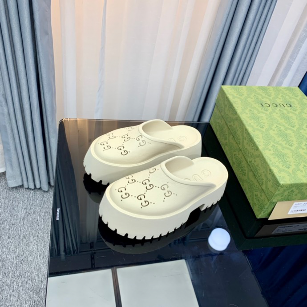 Gucci rubber clogs high heel white Shoes