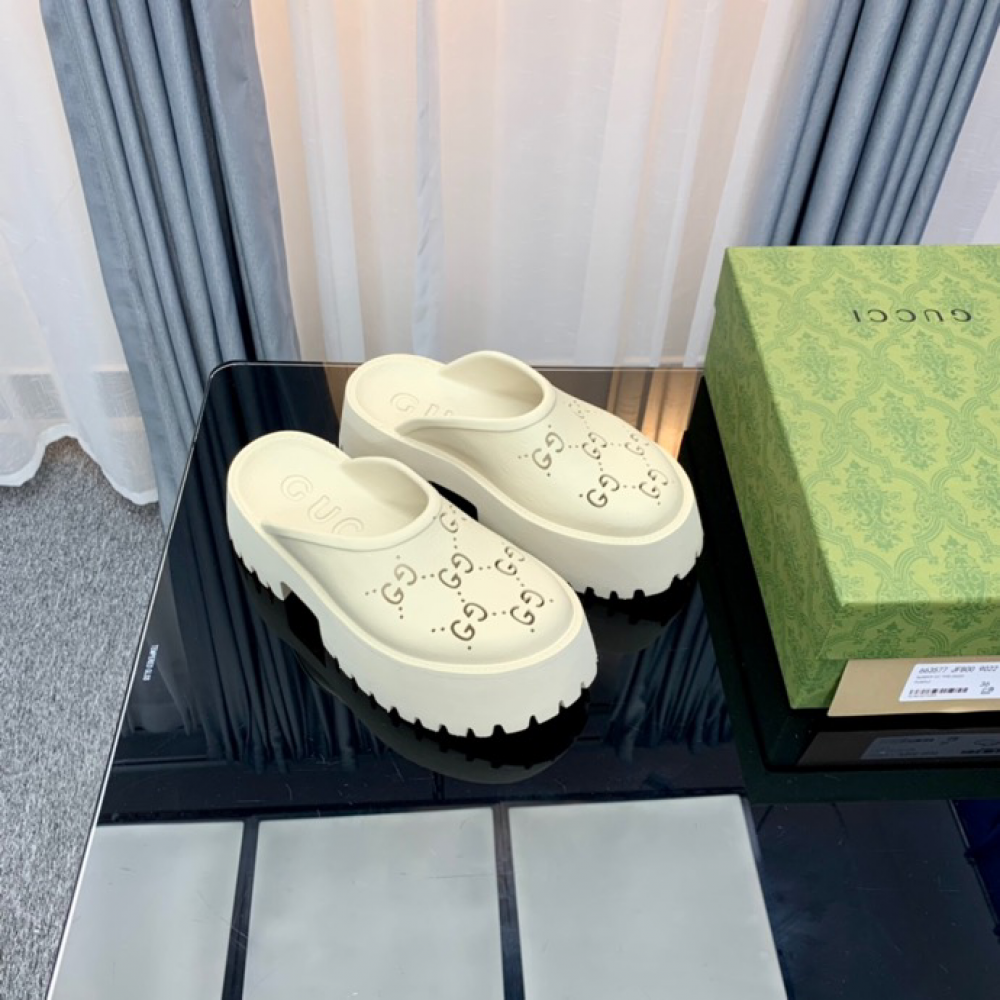 Gucci rubber clogs high heel white Shoes