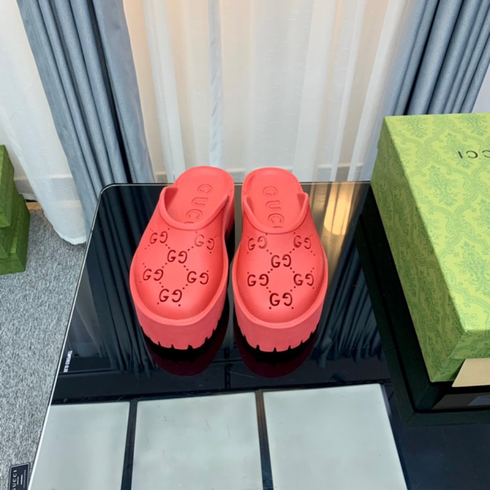 Gucci rubber clogs high heel red Shoes
