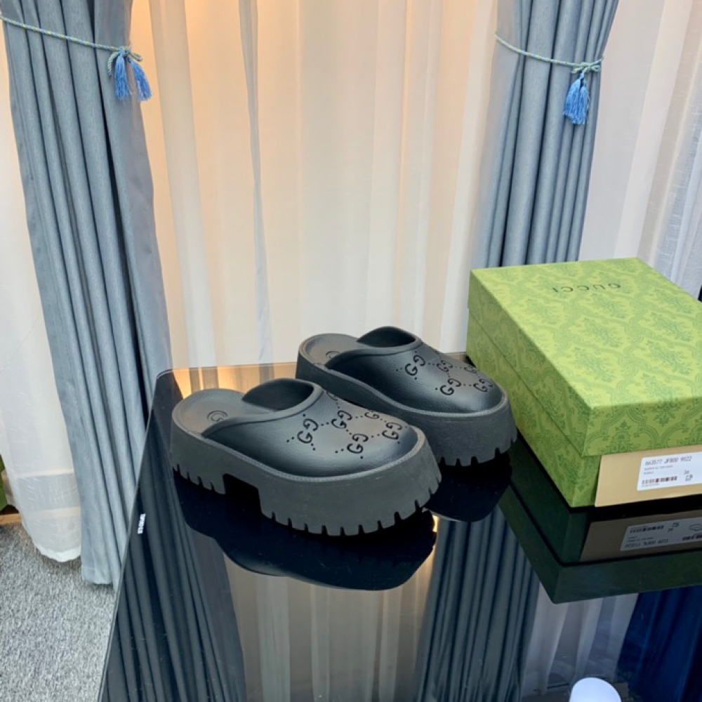 Gucci rubber clogs high heel black Shoes