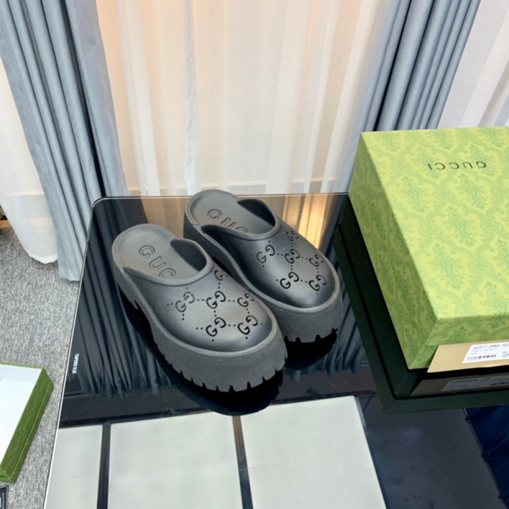 Gucci rubber clogs high heel black Shoes