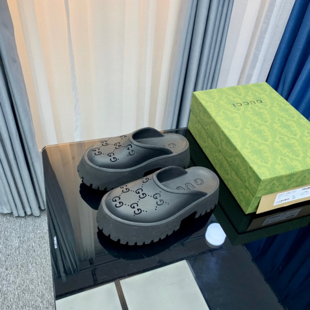 Gucci rubber clogs high heel black Shoes