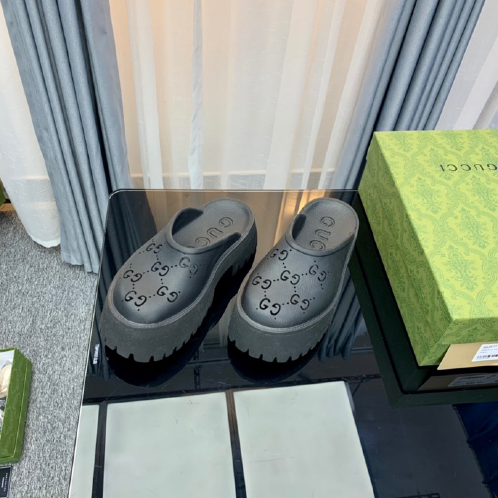 Gucci rubber clogs high heel black Shoes