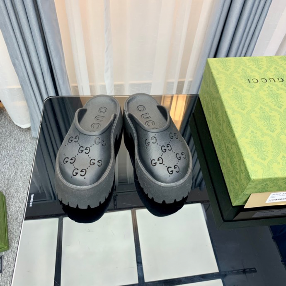 Gucci rubber clogs high heel black Shoes