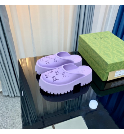 Gucci rubber clogs high heel purple