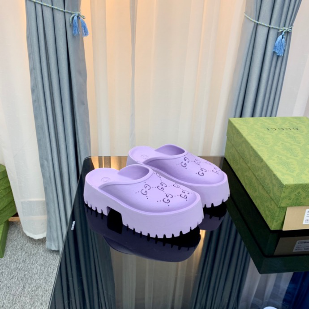 Gucci rubber clogs high heel purple Shoes