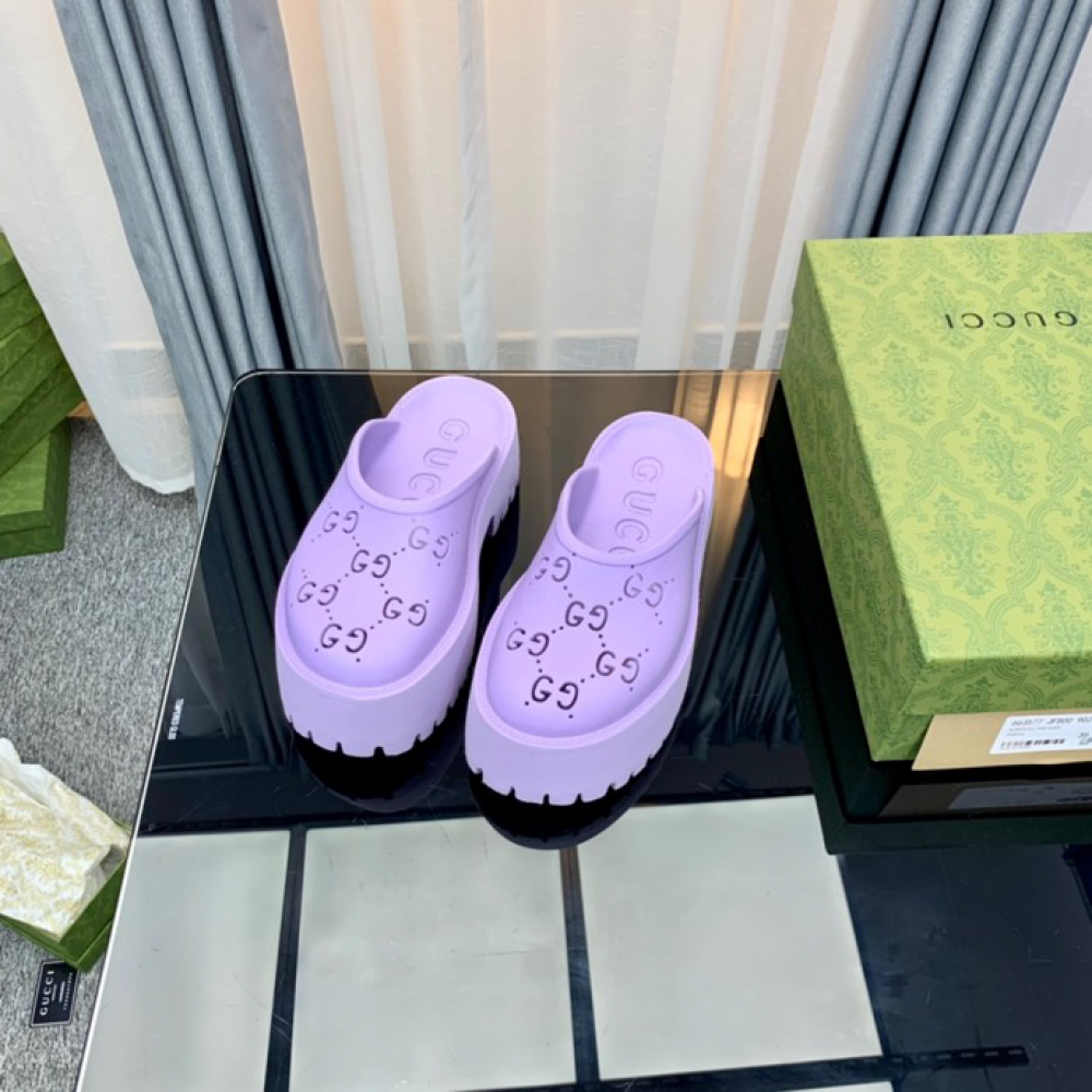 Gucci rubber clogs high heel purple Shoes
