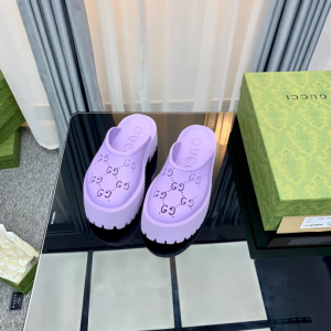 Gucci rubber clogs high heel purple Shoes