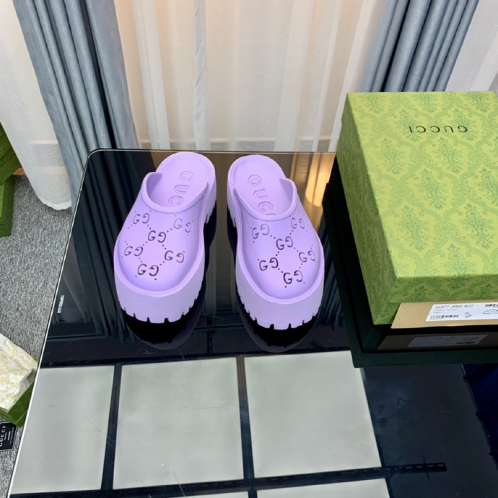 Gucci rubber clogs high heel purple Shoes