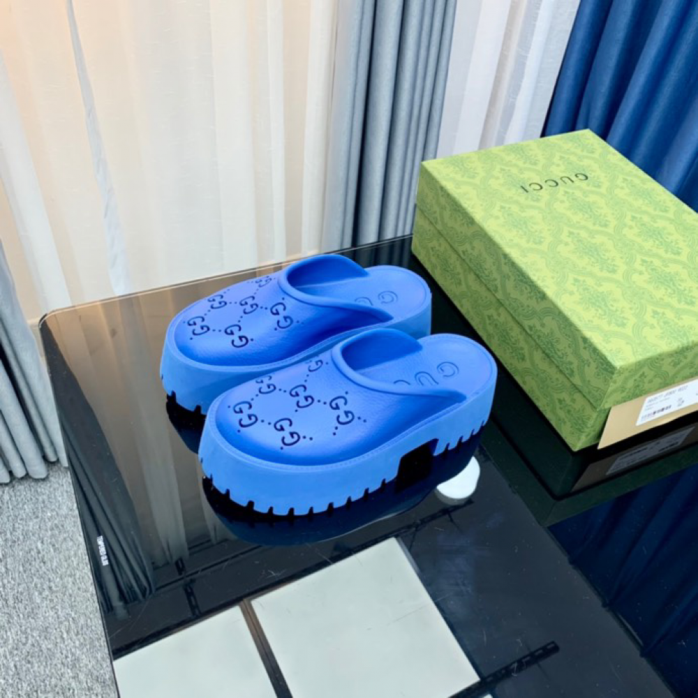 Gucci rubber clogs high heel blue Shoes