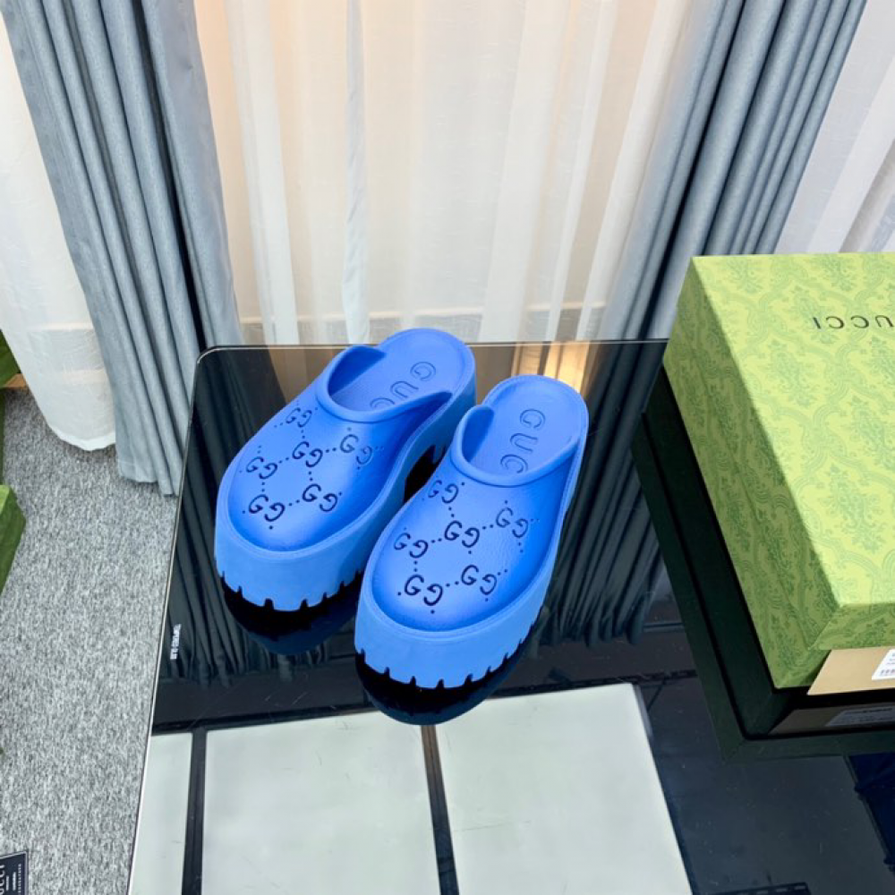 Gucci rubber clogs high heel blue Shoes