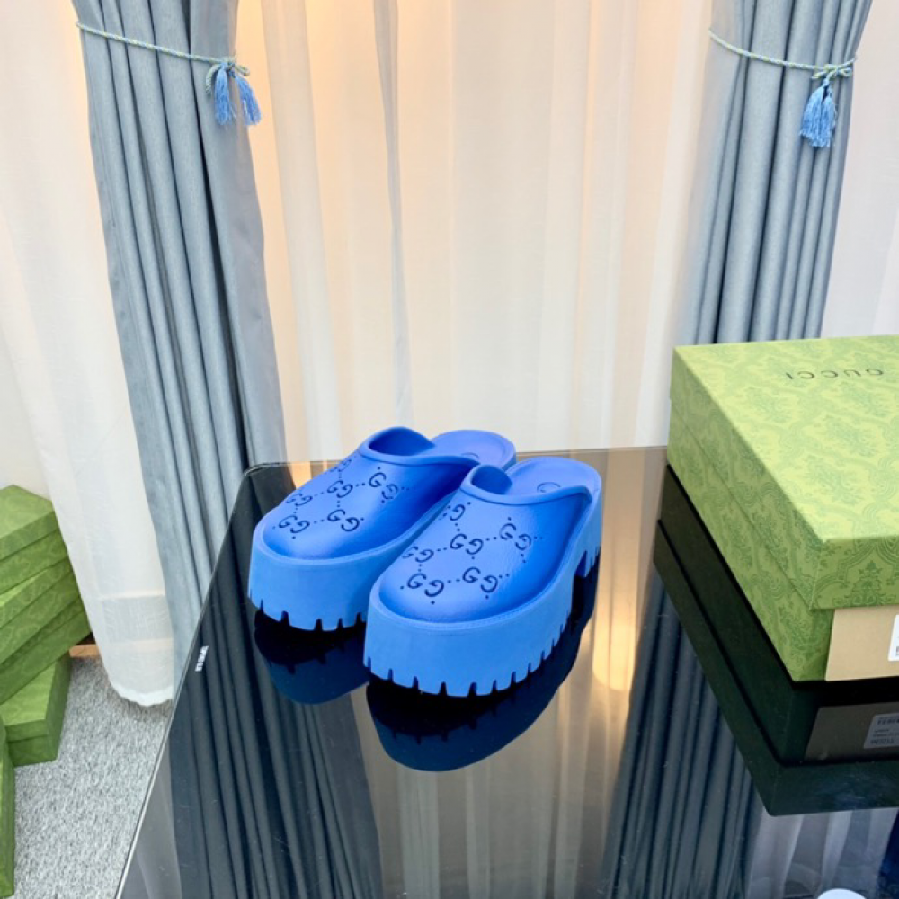 Gucci rubber clogs high heel blue Shoes