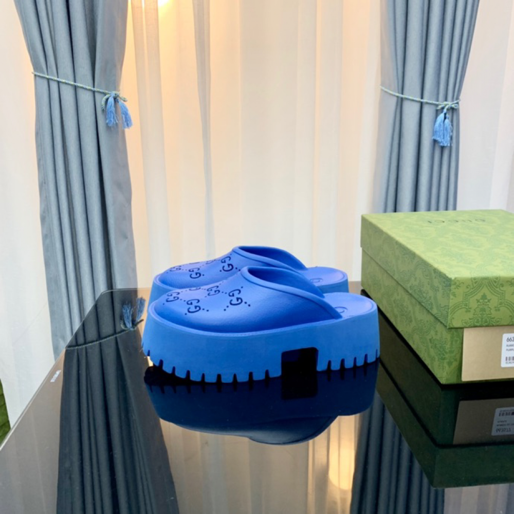 Gucci rubber clogs high heel blue Shoes