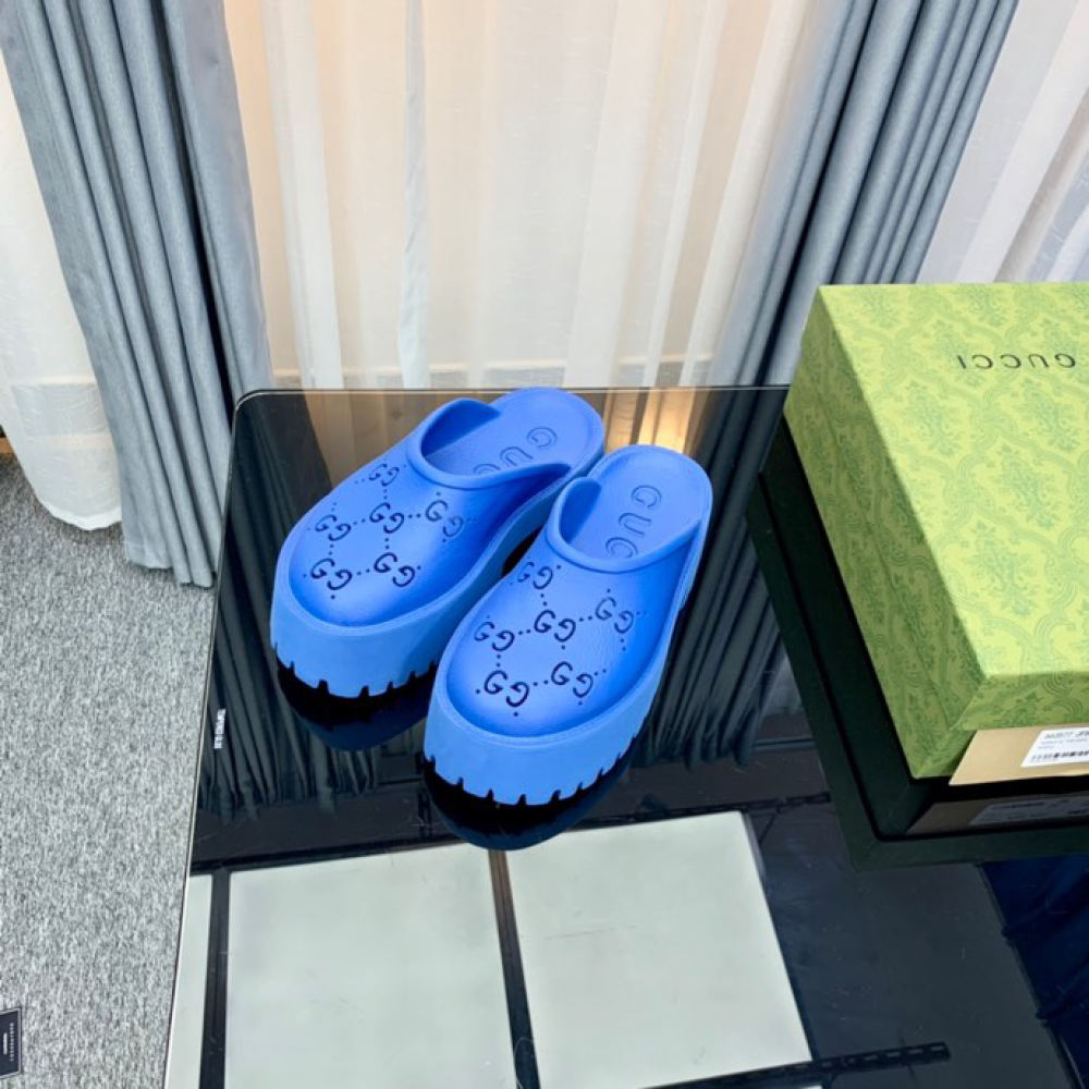 Gucci rubber clogs high heel blue Shoes