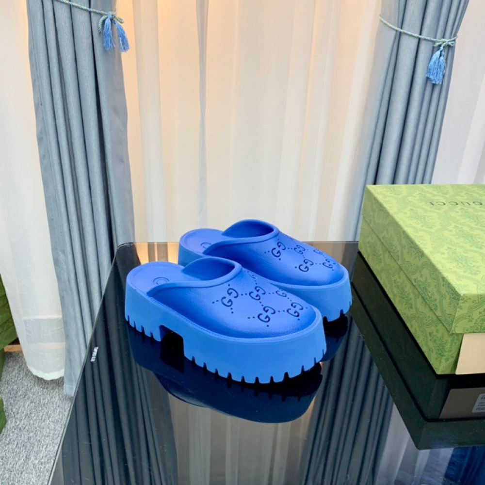 Gucci rubber clogs high heel blue Shoes