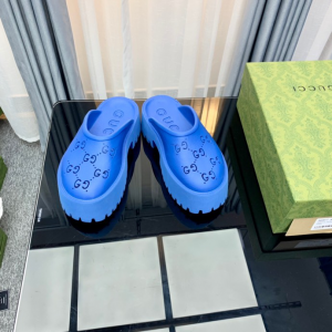 Gucci rubber clogs high heel blue Shoes