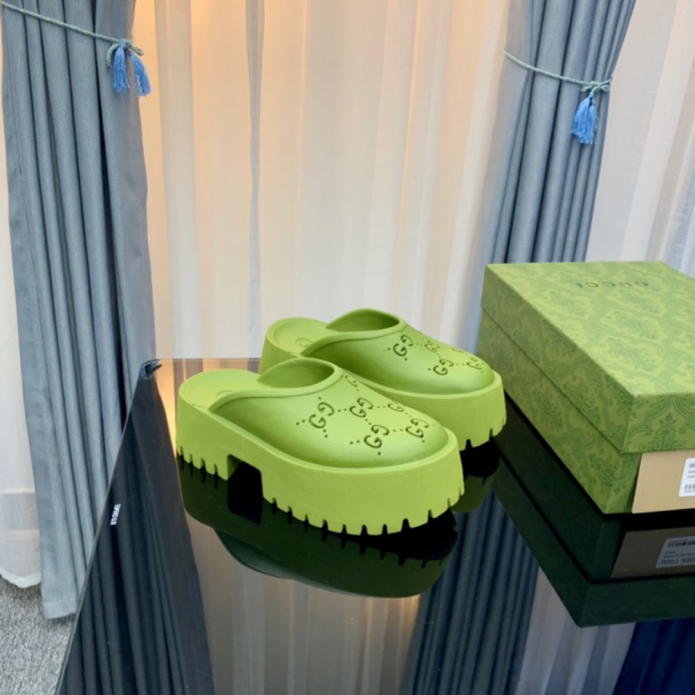 Gucci rubber clogs high heel green Shoes
