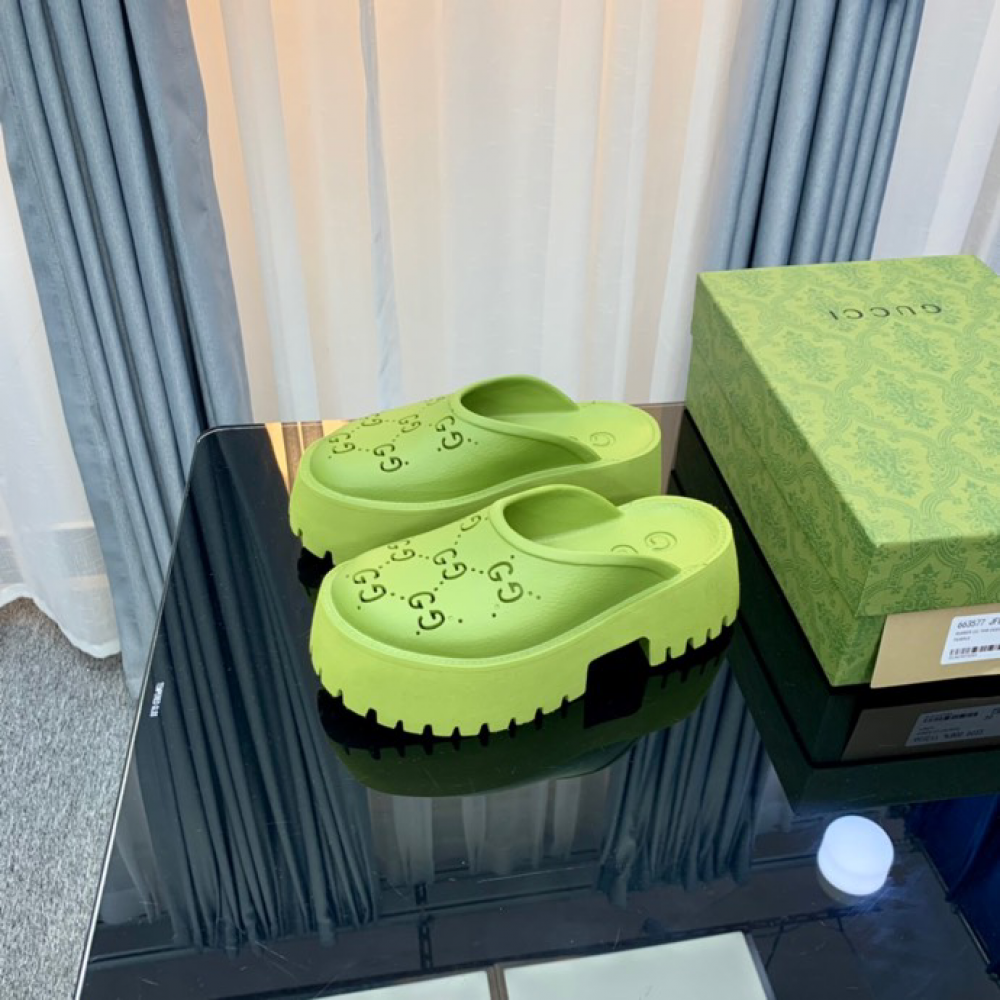Gucci rubber clogs high heel green Shoes