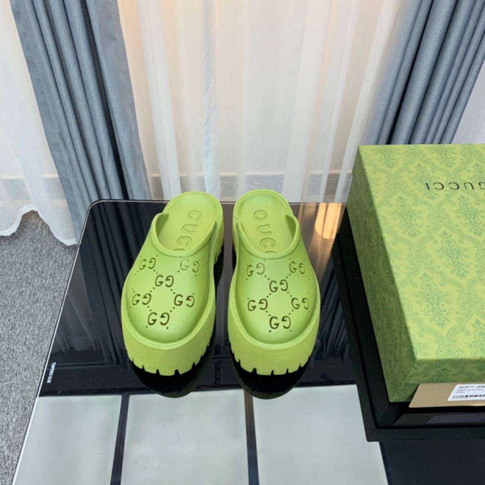 Gucci rubber clogs high heel green Shoes