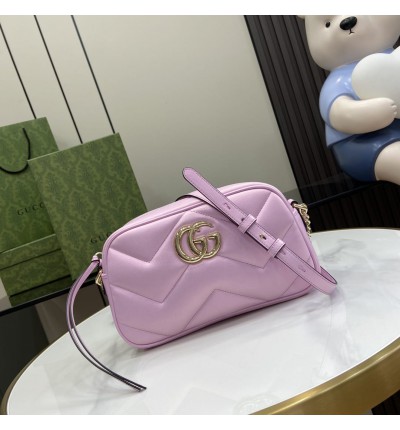 Gucci marmont bag camera pink irisescent letaher 24x13cm